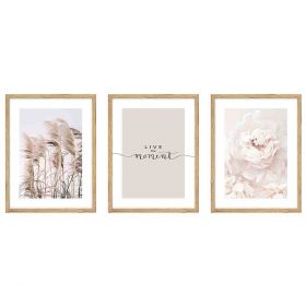 Zestaw obrazów trzciny i róża KNOR 30x40 cm