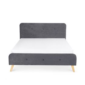 Łóżko welurowe szare MIKKEL 160x200 cm