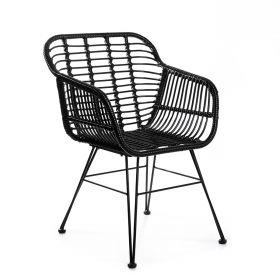 Krzesło plecione czarne JARDIN 57x62x81 cm