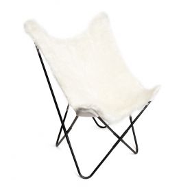 Fotel z metalową ramą z imitacją futra BUTTERFLY