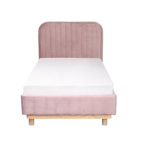 Łóżko welurowe różowe KARALIUS 90x200 cm