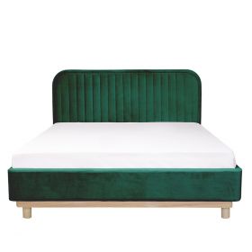 Łóżko welurowe zielone KARALIUS 140x200 cm