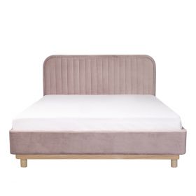 Łóżko welurowe różowe KARALIUS 140x200 cm