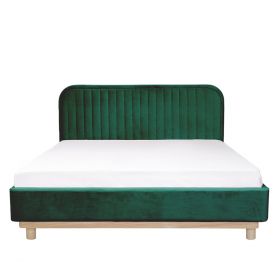 Łóżko welurowe zielone KARALIUS 160x200 cm
