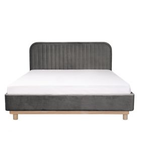 Łóżko welurowe szare KARALIUS 160x200 cm