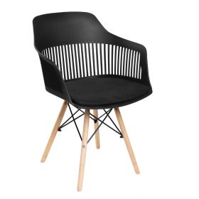Krzesło ażurowe czarne z poduszką FLER