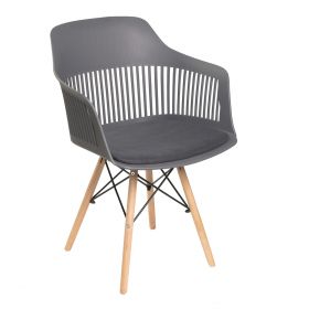 Krzesło ażurowe szare z poduszką FLER
