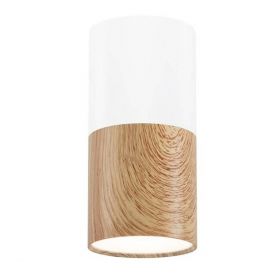 Lampa sufitowa biała z drewnem TUBA