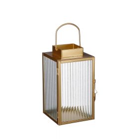 Lampion prostokątny złoty RECTANGLE 15x15x28 cm