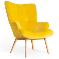 Fotel welurowy żółty MOSS
